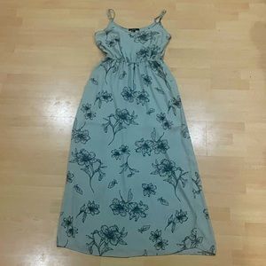 Green floral maxi dress